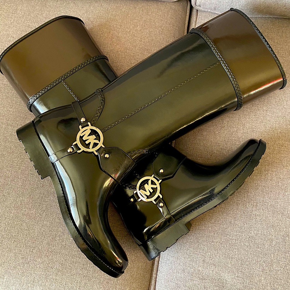 Michael Kors Fulton Harness Tall Rainboot, Size 6M